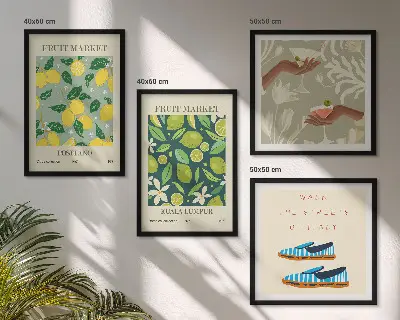 Italiaanse posters met fruitpatronen meerluik in lijst