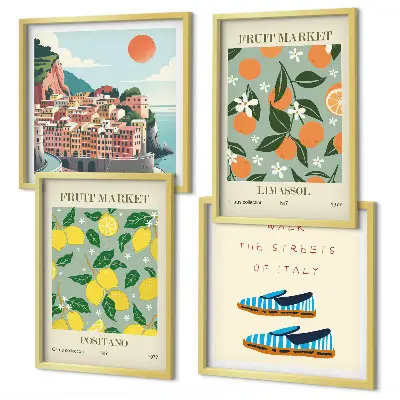 Set van posters met lijst Vruchtpatronen van de Italiaanse cultuur
