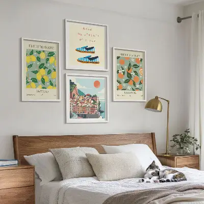 Set van posters met lijst Vruchtpatronen van de Italiaanse cultuur