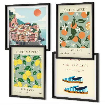 Set van posters met lijst Vruchtpatronen van de Italiaanse cultuur