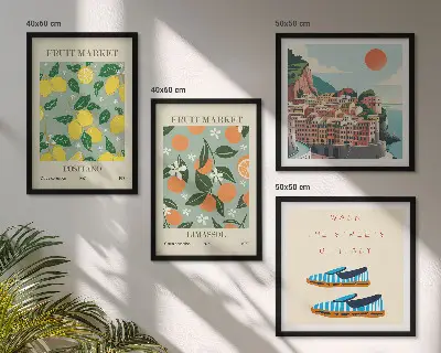 Set van posters met lijst Vruchtpatronen van de Italiaanse cultuur