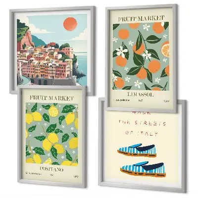 Set van posters met lijst Vruchtpatronen van de Italiaanse cultuur