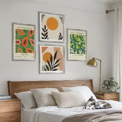 Boho papaja fruitpatronen meerluik in lijst