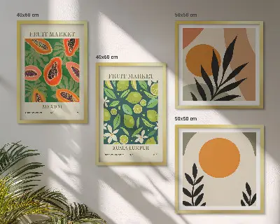 Boho papaja fruitpatronen meerluik in lijst