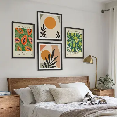Boho papaja fruitpatronen meerluik in lijst