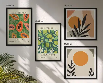 Boho papaja fruitpatronen meerluik in lijst