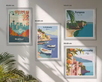 Meerluik in lijst retro foto's van steden wereldwijd