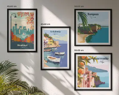 Meerluik in lijst retro foto's van steden wereldwijd