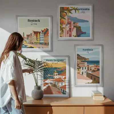 Beelden van Europese havens meerluik in lijst