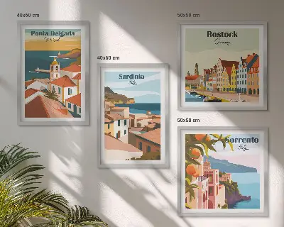 Beelden van Europese havens meerluik in lijst