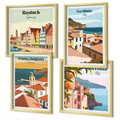 Beelden van Europese havens meerluik in lijst
