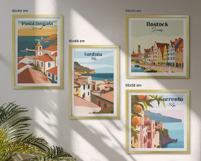 Beelden van Europese havens meerluik in lijst