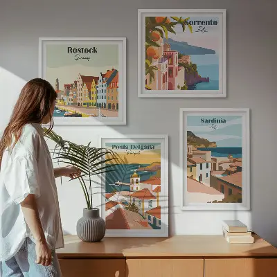 Beelden van Europese havens meerluik in lijst