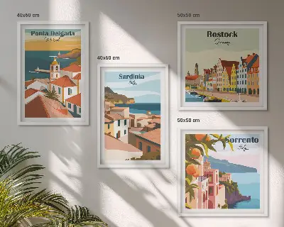 Beelden van Europese havens meerluik in lijst
