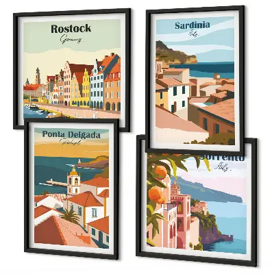 Beelden van Europese havens meerluik in lijst