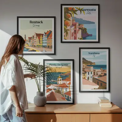 Beelden van Europese havens meerluik in lijst