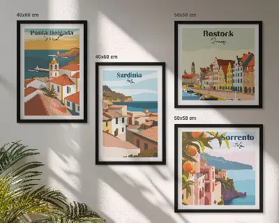 Beelden van Europese havens meerluik in lijst