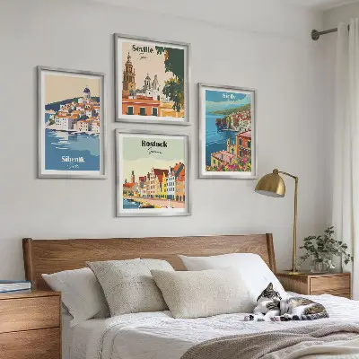 Landschappen van Europese steden meerluik in lijst