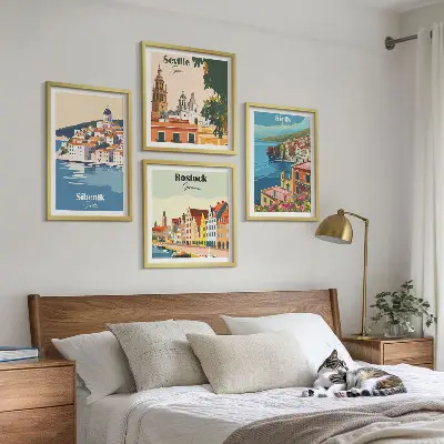 Landschappen van Europese steden meerluik in lijst