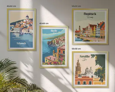 Landschappen van Europese steden meerluik in lijst