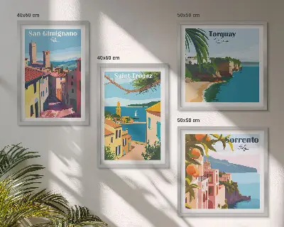 Italiaanse kustplaatsen meerluik in lijst