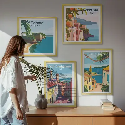 Italiaanse kustplaatsen meerluik in lijst