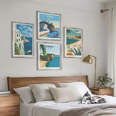 Set van posters met lijst Toeristische kustlandschappen