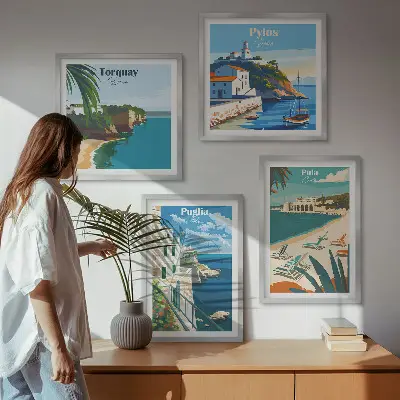 Set van posters met lijst Toeristische kustlandschappen