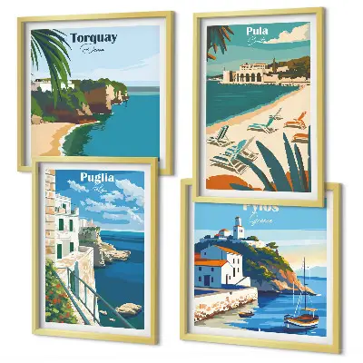 Set van posters met lijst Toeristische kustlandschappen