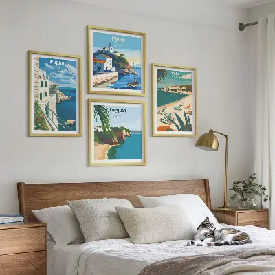 Set van posters met lijst Toeristische kustlandschappen
