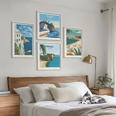 Set van posters met lijst Toeristische kustlandschappen