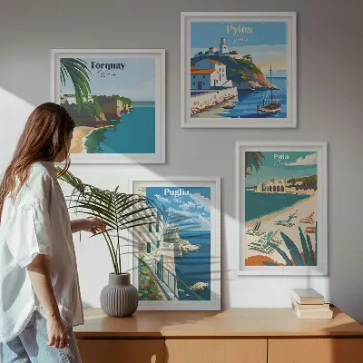 Set van posters met lijst Toeristische kustlandschappen