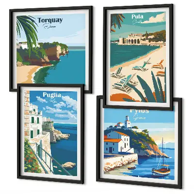 Set van posters met lijst Toeristische kustlandschappen
