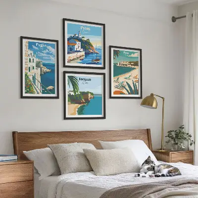 Set van posters met lijst Toeristische kustlandschappen