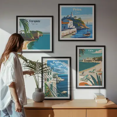 Set van posters met lijst Toeristische kustlandschappen