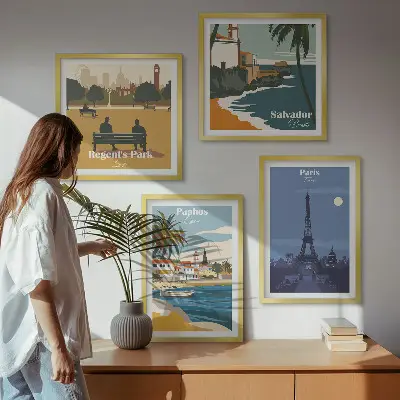 Architectuur van kuststeden meerluik in lijst