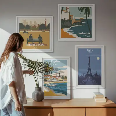 Architectuur van kuststeden meerluik in lijst