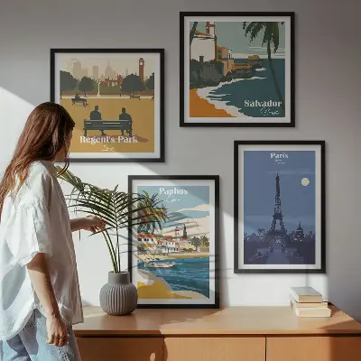 Architectuur van kuststeden meerluik in lijst
