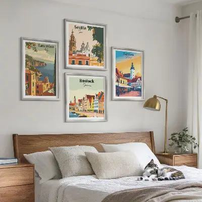 Architectuur van kuststeden meerluik in lijst
