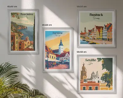Architectuur van kuststeden meerluik in lijst