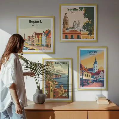 Architectuur van kuststeden meerluik in lijst