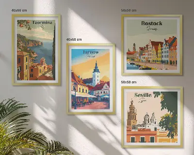Architectuur van kuststeden meerluik in lijst