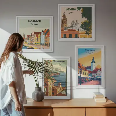 Architectuur van kuststeden meerluik in lijst