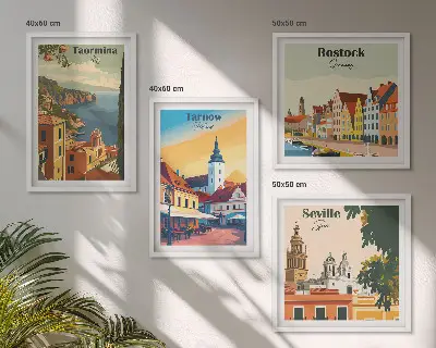 Architectuur van kuststeden meerluik in lijst