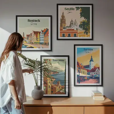 Architectuur van kuststeden meerluik in lijst