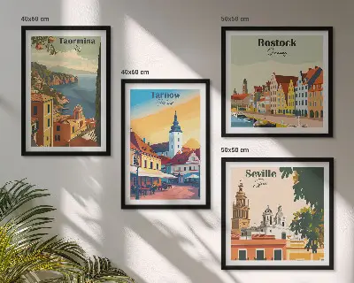 Architectuur van kuststeden meerluik in lijst