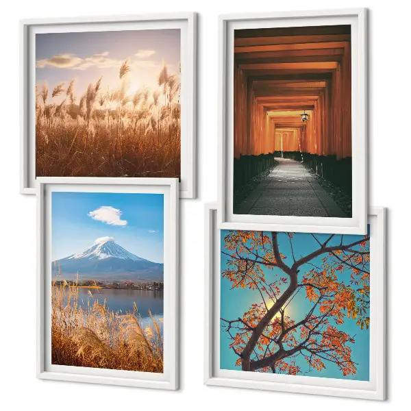 Japanse natuurlandschappen posters set inclusief lijst