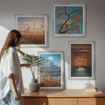 Japanse natuurlandschappen posters set inclusief lijst