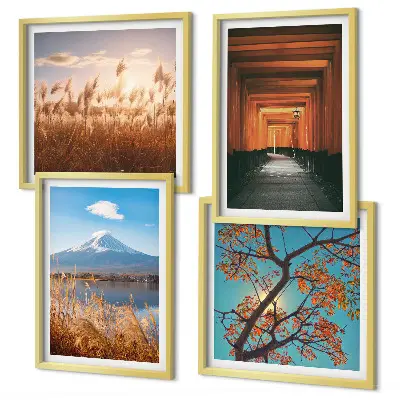 Japanse natuurlandschappen posters set inclusief lijst