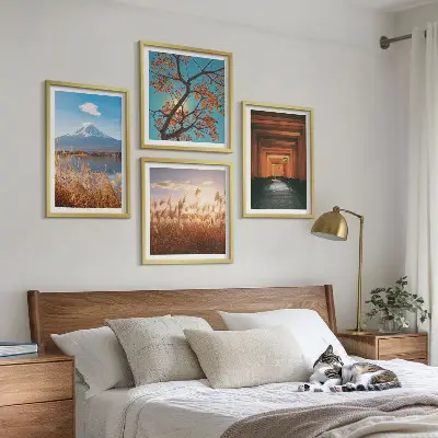 Japanse natuurlandschappen posters set inclusief lijst